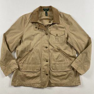 Lauren Ralph Lauren Cotton Barn Chore Coat Jacket Women's XL Tan Corduroy Collar